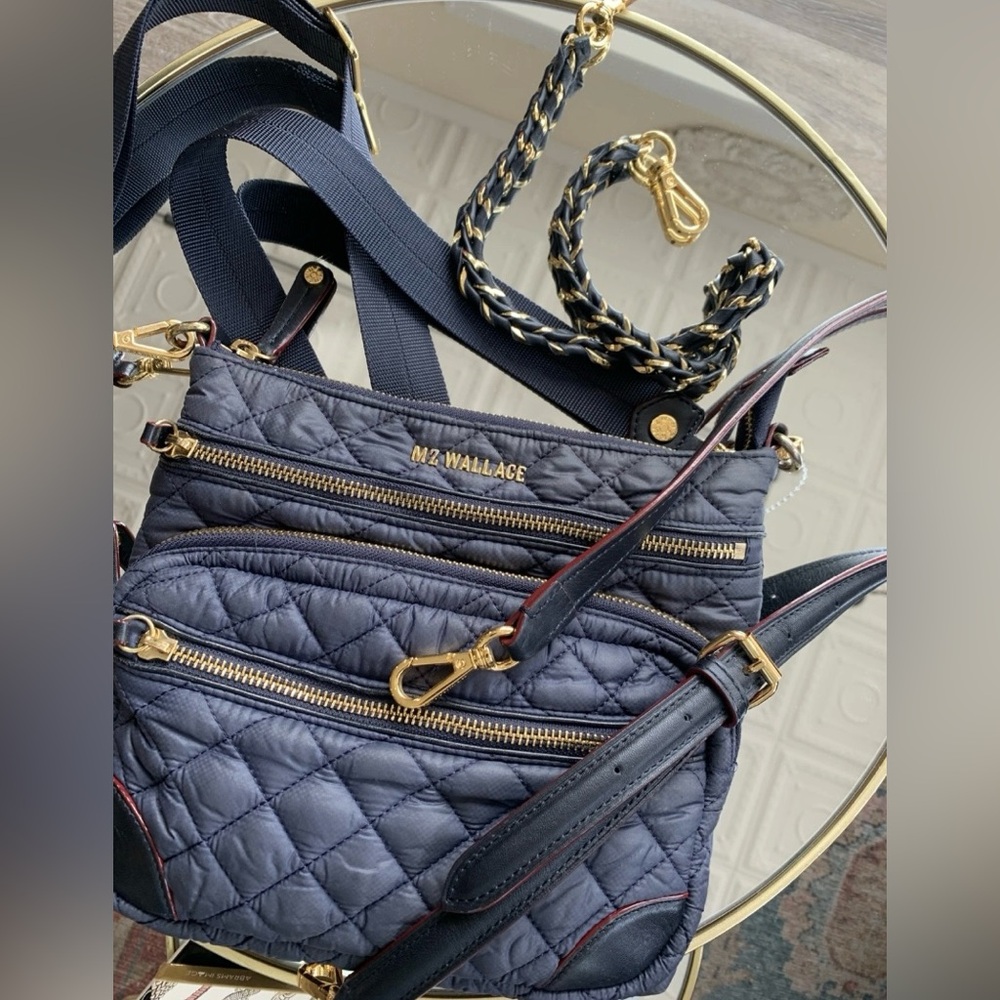 MZ Wallace Dark Blue Quilted Crossbody Bag